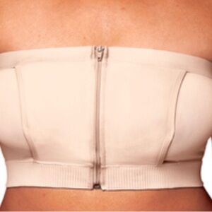 Nude Strapless Zip-Up Top